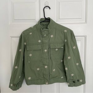 Gap Kids XL Green Daisy Button Full Zip Jacket
